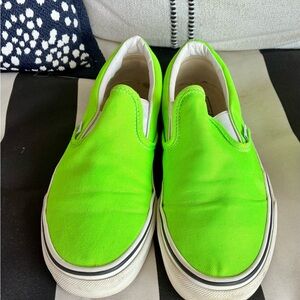 Vans Neon Lime Slip-On Canvas Sneakers